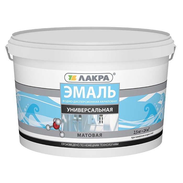

Эмаль акриловая Лакра универсальная матовая 2.5 кг, Белый