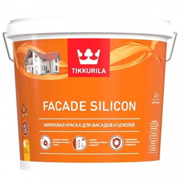 Купить Краска фасадная Tikkurila Facade Silicon база С глубокоматовая 2.7 л