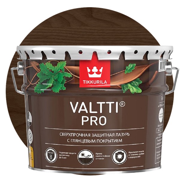 

Антисептик Tikkurila Valtti Pro палисандр 9 л, Коричневый