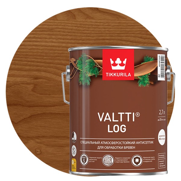 Купить Антисептик Tikkurila Valtti Log красное дерево 2.7 л