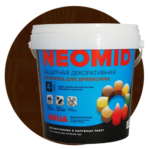 

Пропитка для древесины Neomid Bio Color Aqua Венге 0.9 л, Коричневый