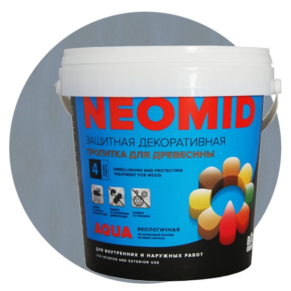 

Пропитка для древесины Neomid Bio Color Aqua Морозное небо 0.9 л, Голубой