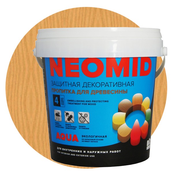 

Пропитка для древесины Neomid Bio Color Aqua Золотая Сосна 0.9 л, Желтый