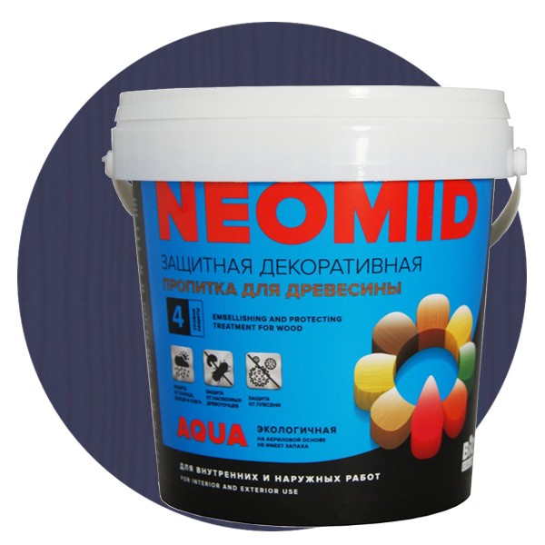 

Пропитка для древесины Neomid Bio Color Aqua Голубая ель 0.9 л, Синий