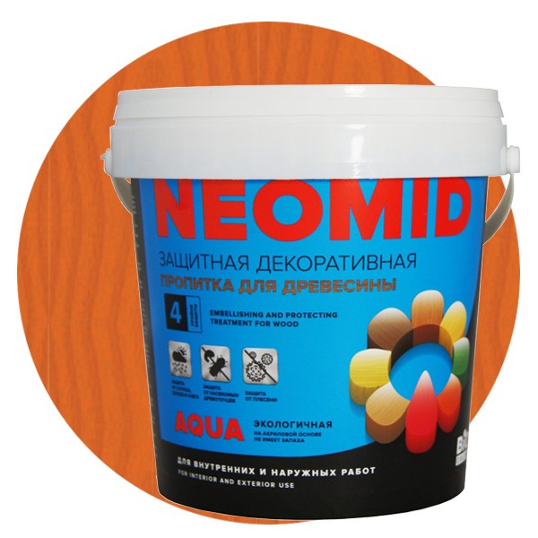 

Пропитка для древесины Neomid Bio Color Aqua Клен 0.9 л, Оранжевый
