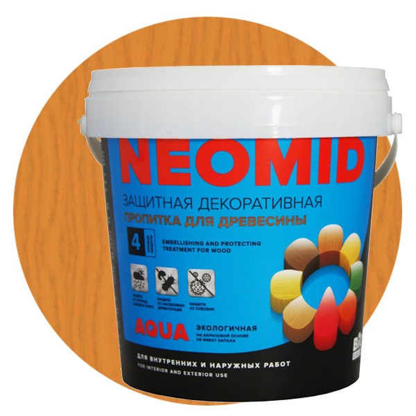

Пропитка для древесины Neomid Bio Color Aqua Светлый Дуб 0.9 л, Оранжевый
