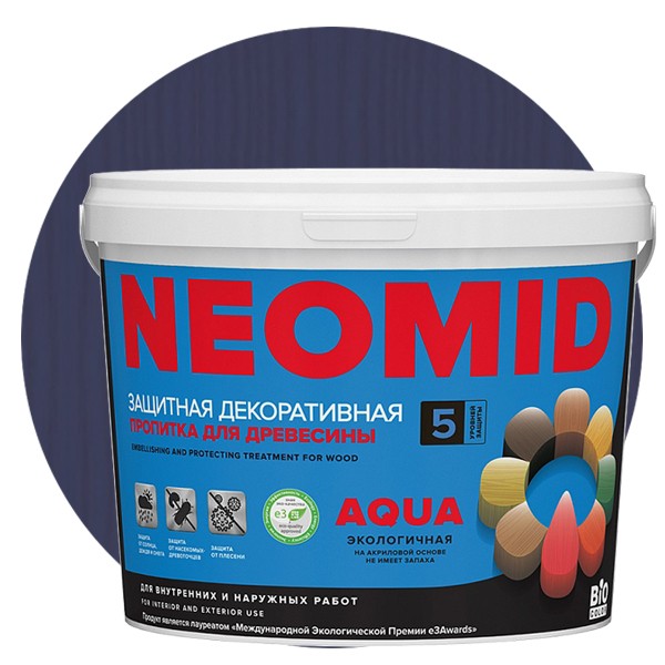 

Пропитка для древесины Neomid Bio Color Aqua Голубая ель 2.3 л, Синий