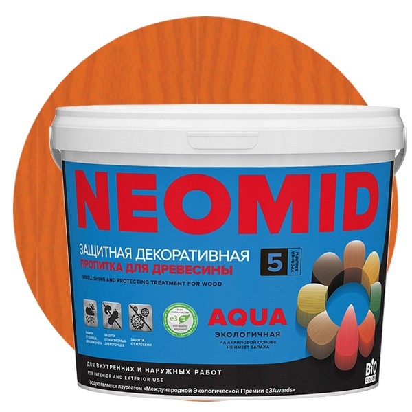 

Пропитка для древесины Neomid Bio Color Aqua Клен 2.3 л, Оранжевый