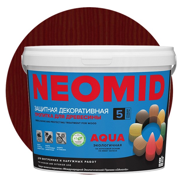 

Пропитка для древесины Neomid Bio Color Aqua Махагон 2.3 л, Коричневый