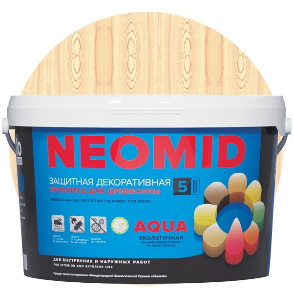 Купить Пропитка для древесины Neomid Bio Color Aqua Бесцветная 9 л