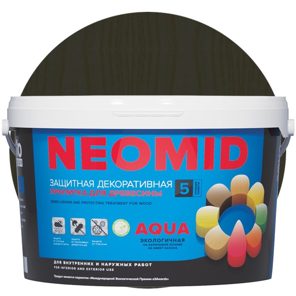 

Пропитка для древесины Neomid Bio Color Aqua Еловый лес 9 л, Зеленый
