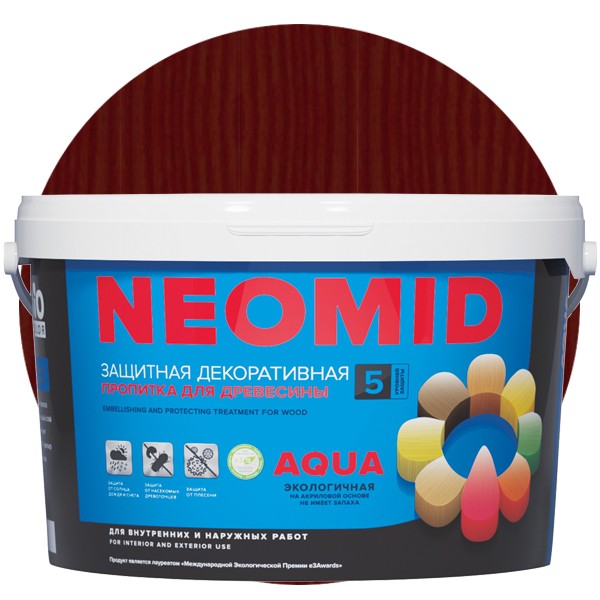 

Пропитка для древесины Neomid Bio Color Aqua Махагон 9 л, Коричневый
