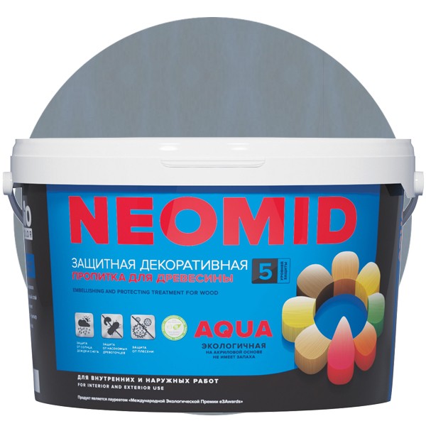 

Пропитка для древесины Neomid Bio Color Aqua Морозное небо 9 л, Голубой