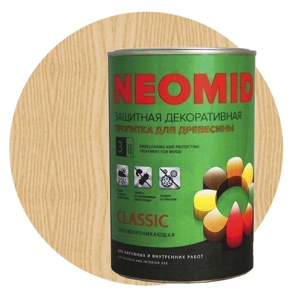 

Пропитка для древесины Neomid Bio Color Classic Бесцветная 0.9 л, Бесцветный