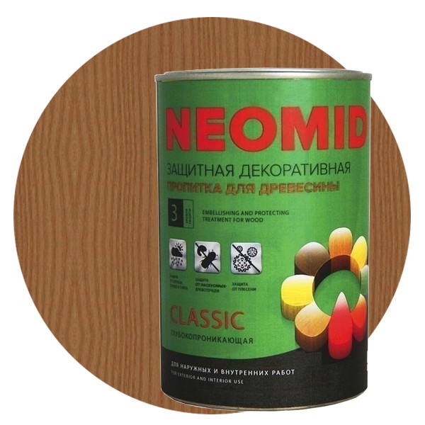 

Пропитка для древесины Neomid Bio Color Classic Дуб 0.9 л, Коричневый