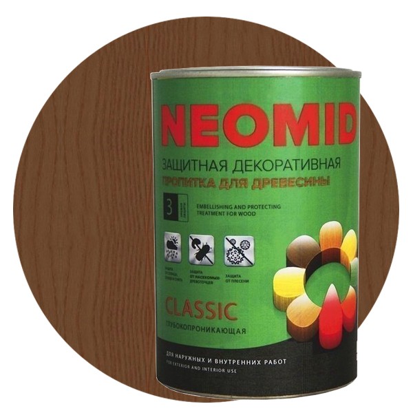 

Пропитка для древесины Neomid Bio Color Classic Орех 0.9 л, Коричневый