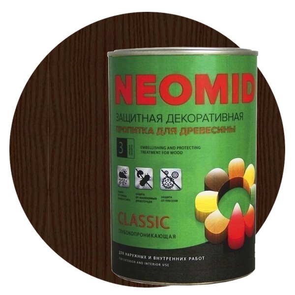 

Пропитка для древесины Neomid Bio Color Classic Палисандр 0.9 л, Коричневый