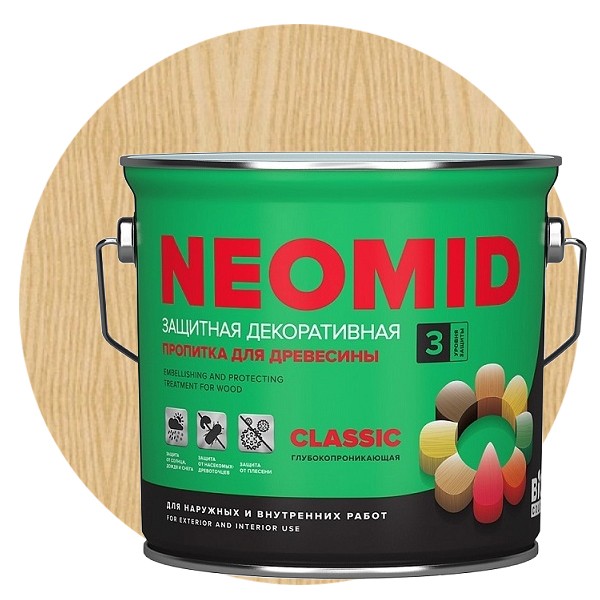 

Пропитка для древесины Neomid Bio Color Classic Бесцветная 2.7 л, Бесцветный