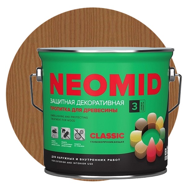 

Пропитка для древесины Neomid Bio Color Classic Дуб 2.7 л, Коричневый