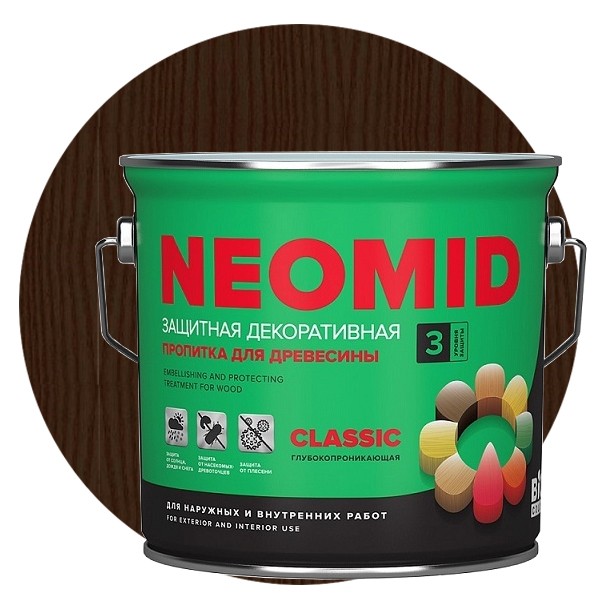 

Пропитка для древесины Neomid Bio Color Classic Палисандр 2.7 л, Коричневый