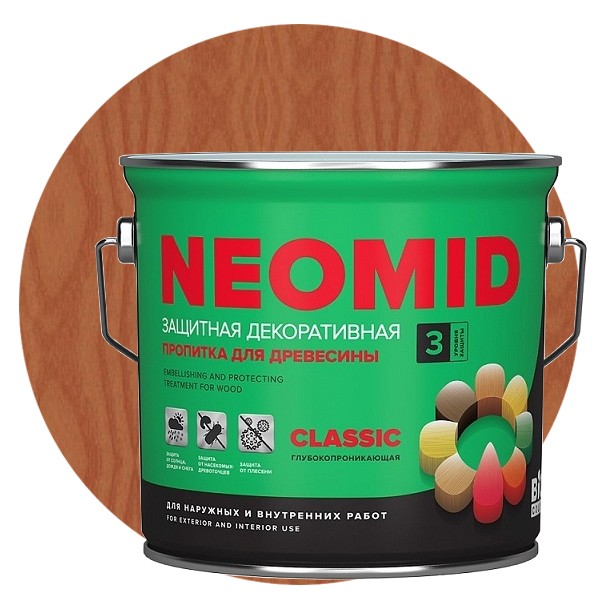 

Пропитка для древесины Neomid Bio Color Classic Тик 2.7 л, Коричневый