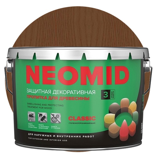 

Пропитка для древесины Neomid Bio Color Classic Орех 9 л, Коричневый