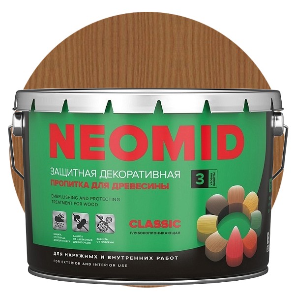 

Пропитка для древесины Neomid Bio Color Classic Дуб 9 л, Коричневый