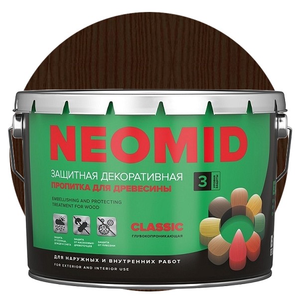

Пропитка для древесины Neomid Bio Color Classic Палисандр 9 л, Коричневый