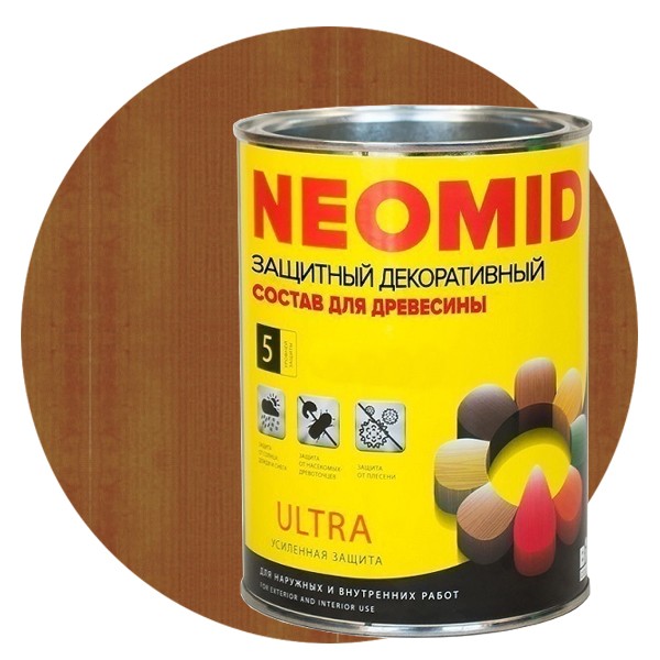 

Пропитка для древесины Neomid Bio Color Ultra Орегон 0.9 л, Коричневый