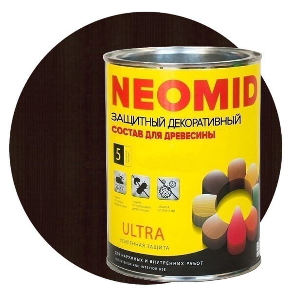 

Пропитка для древесины Neomid Bio Color Ultra Орех 0.9 л, Коричневый