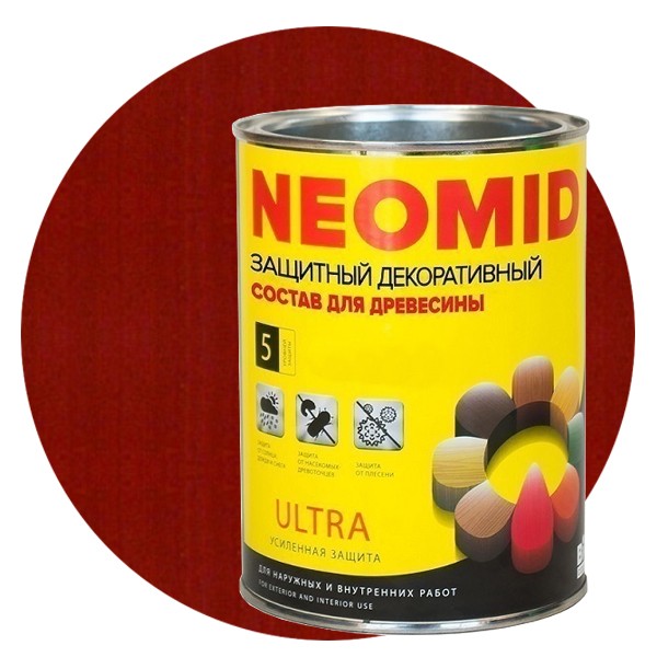 

Пропитка для древесины Neomid Bio Color Ultra Рябина 0.9 л, Красный