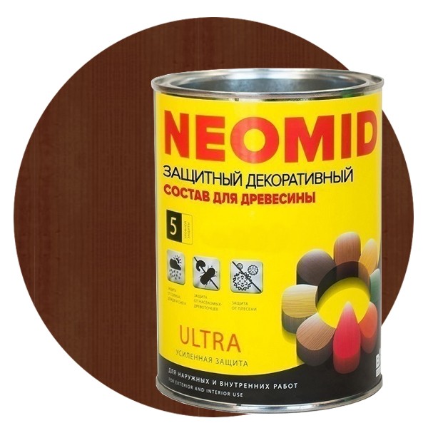 

Пропитка для древесины Neomid Bio Color Ultra Тик 0.9 л, Коричневый