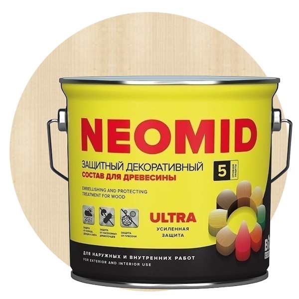 

Пропитка для древесины Neomid Bio Color Ultra Бесцветная 2.7 л, Бесцветный