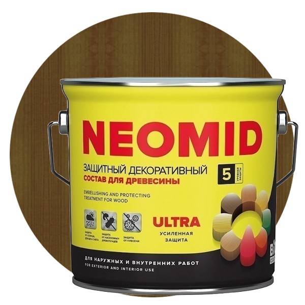 

Пропитка для древесины Neomid Bio Color Ultra Дуб 2.7 л, Коричневый