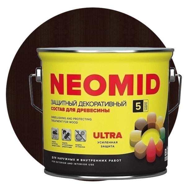 

Пропитка для древесины Neomid Bio Color Ultra Орех 2.7 л, Коричневый