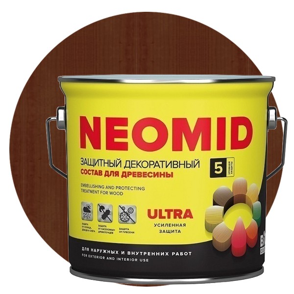 

Пропитка для древесины Neomid Bio Color Ultra Тик 2.7 л, Коричневый