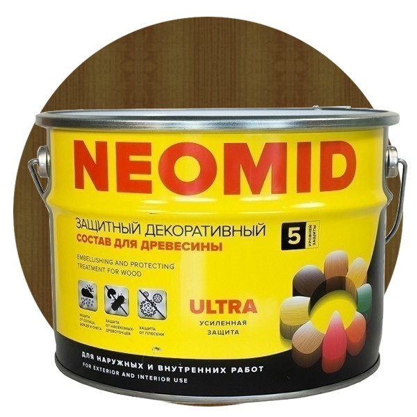 

Пропитка для древесины Neomid Bio Color Ultra Дуб 9 л, Коричневый