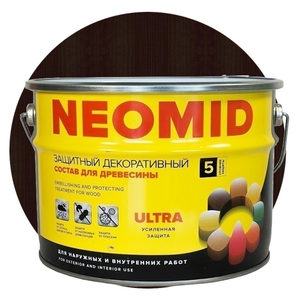 

Пропитка для древесины Neomid Bio Color Ultra Орех 9 л, Коричневый