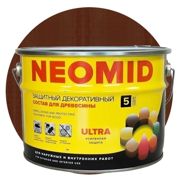 

Пропитка для древесины Neomid Bio Color Ultra Тик 9 л, Коричневый