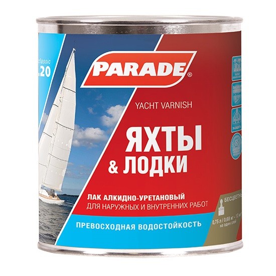 

Лак яхтный алкидно-уретановый Parade L20 Яхты & лодки глянцевый 10 л, Бесцветный