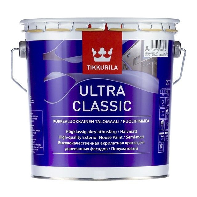 Купить Краска фасадная Tikkurila Ultra Classic полуматовая база А 2.7 л