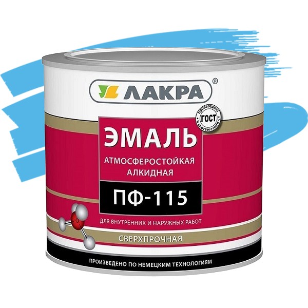 

Эмаль Лакра ПФ-115 светло-голубая 2.8 кг, Голубой