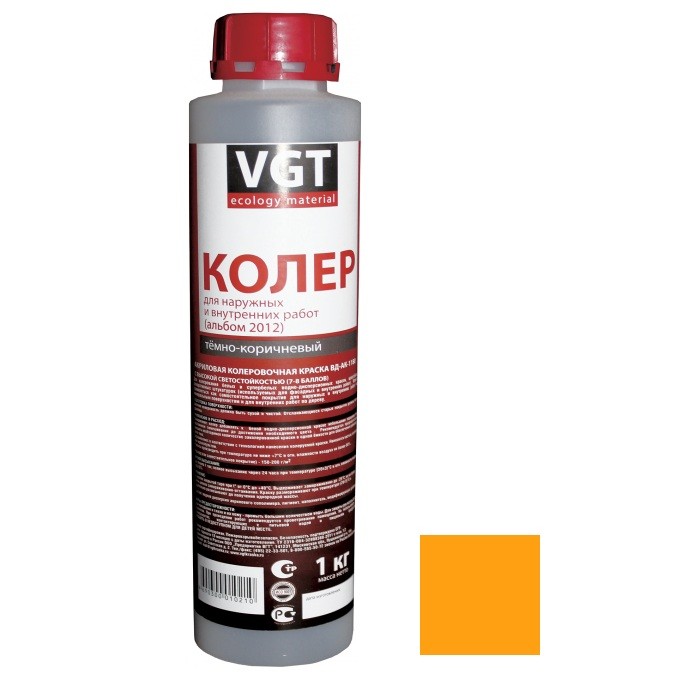 

Колер-краска VGT ВД-АК-1180 желтая 1 кг, Желтый