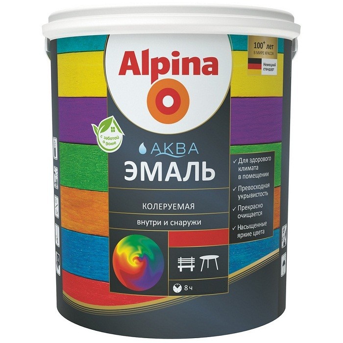 

Эмаль акриловая Alpina Aqua База 3 шелковисто-матовая 9.4 л