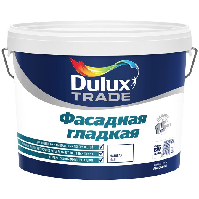 

Краска Dulux Trade Фасадная гладкая 5 л, Белый