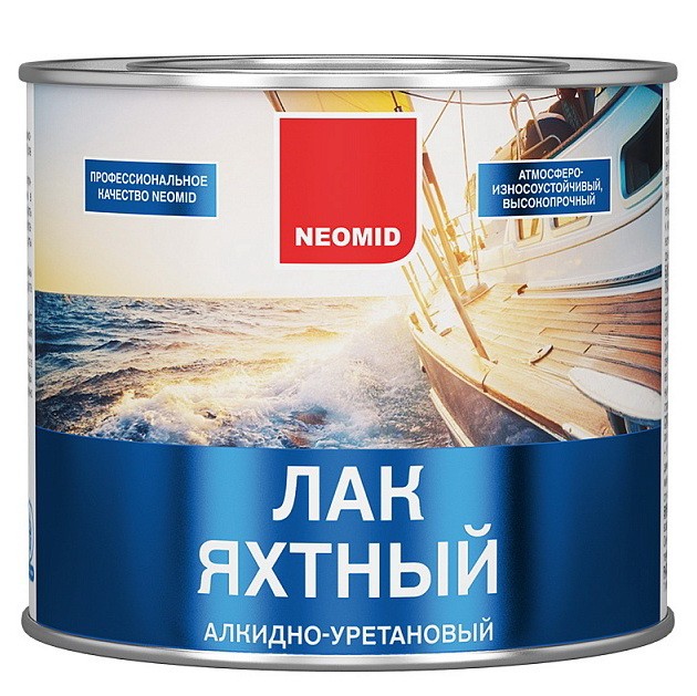 

Лак яхтный алкидно-уретановый Neomid полуматовый 9 л, Бесцветный