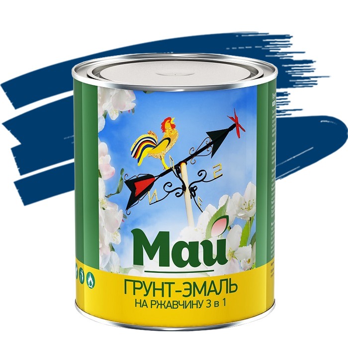 

Грунт-эмаль по ржавчине Май 3 в 1 синяя 1.9 кг, Синий