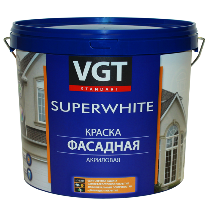 Купить Краска акриловая VGT ВД-АК-1180 фасадная база А 13 кг