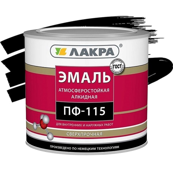 

Эмаль Лакра ПФ-115 черная глянцевая 2.8 кг, Черный