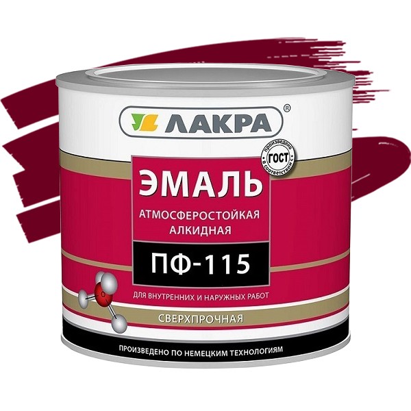 

Эмаль Лакра ПФ-115 вишневая 2.8 кг, Красный